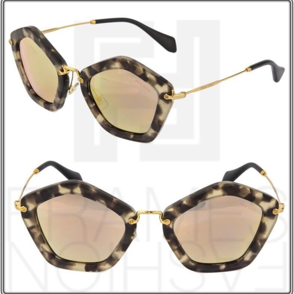 Miu Miu SMU 06O HAO-2E2 Ivory Havana Gold Mirror